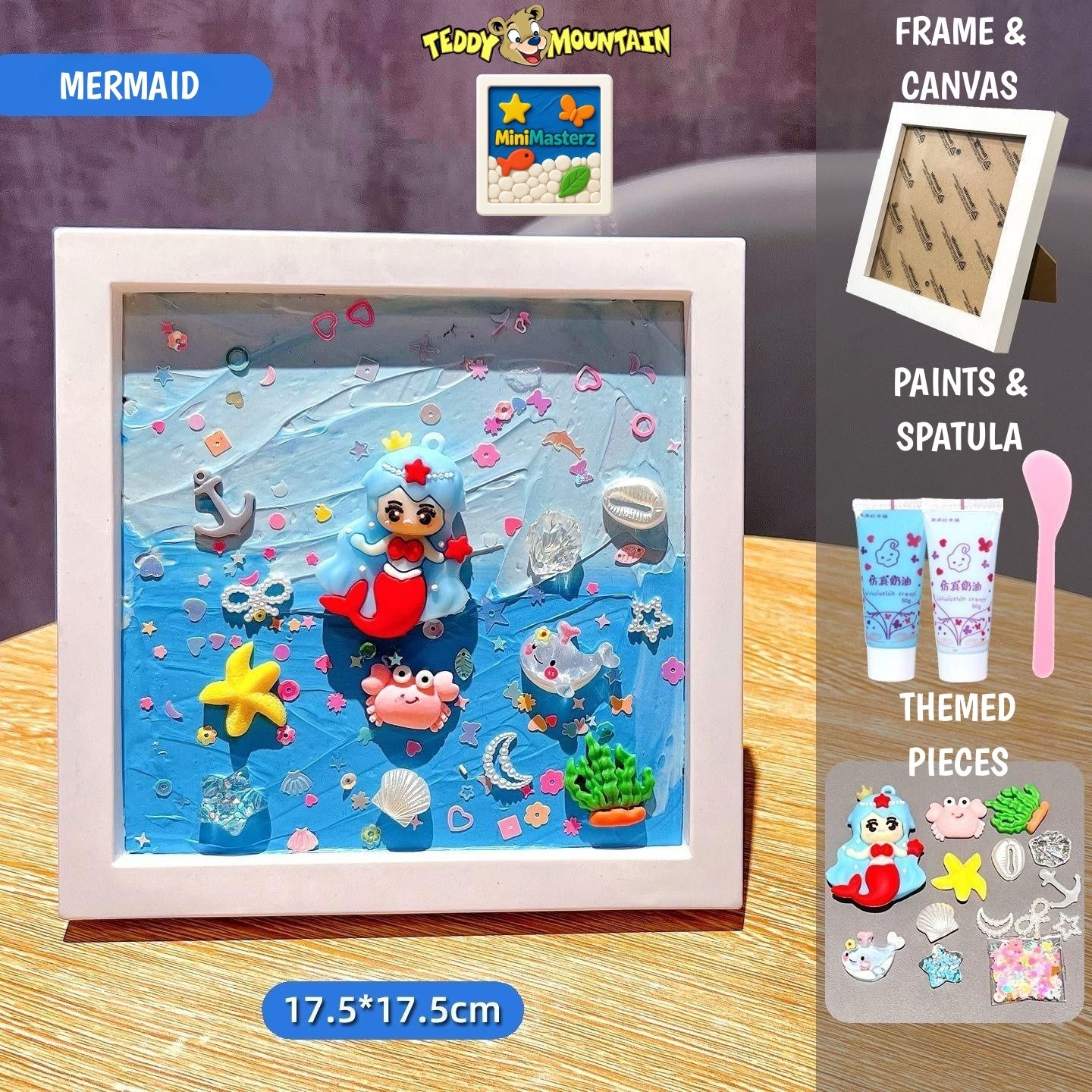 DIY Handmade Plastic 3D Cream Glue Photo Frame Painting Kit - Mini Masterz Mermaid Theme