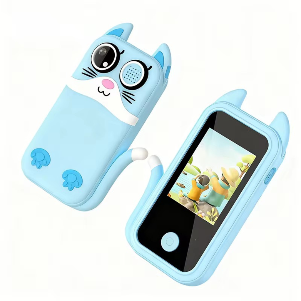 Kids Smart Phone Toy with Dual Camera, Games, Music & Learning Activities | Educational Gift for Boys & Girls Age 3-10 - ZibbaCam Blue Cat