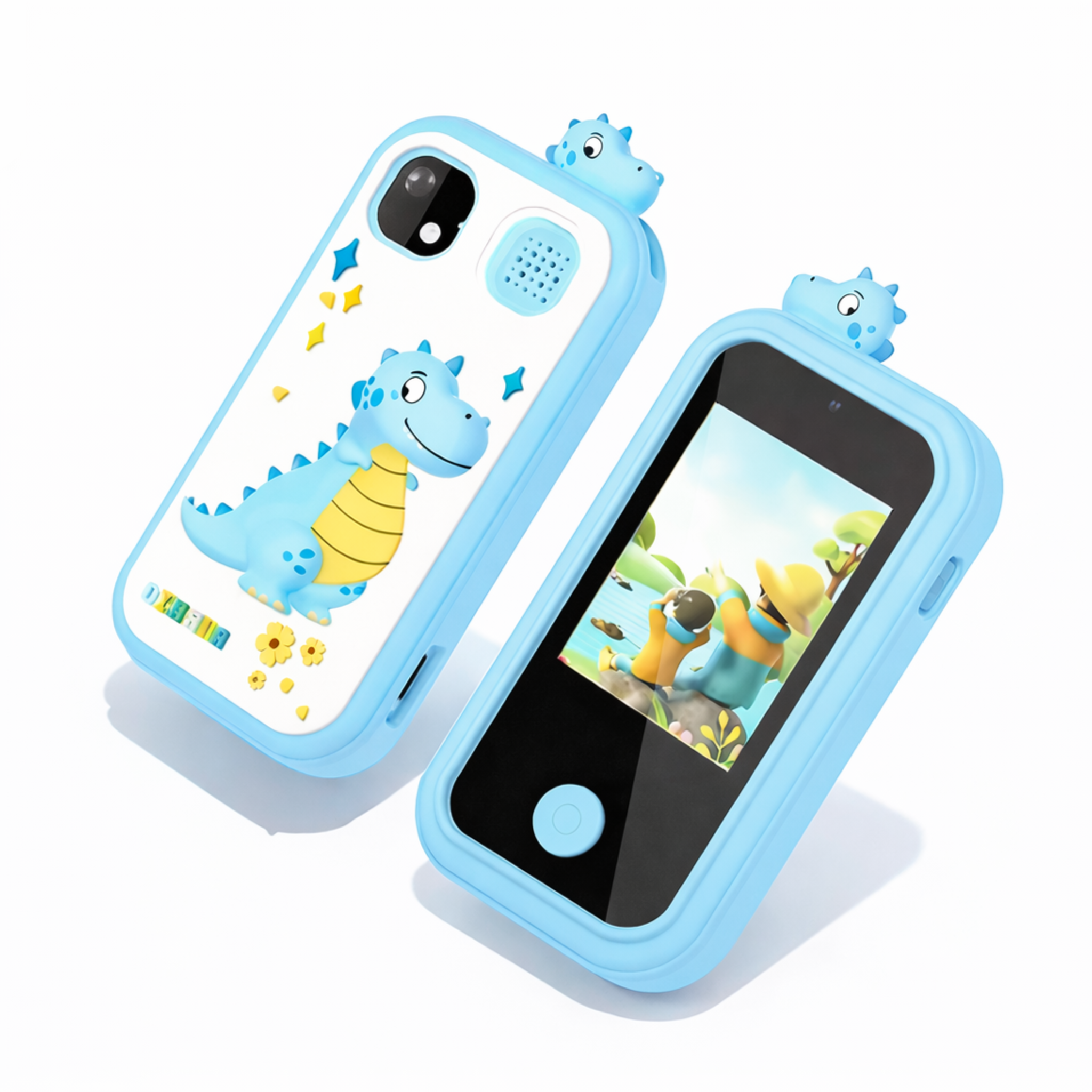 Kids Smart Phone Toy with Dual Camera, Games, Music & Learning Activities | Educational Gift for Boys & Girls Age 3-10 - ZibbaCam Blue Dino