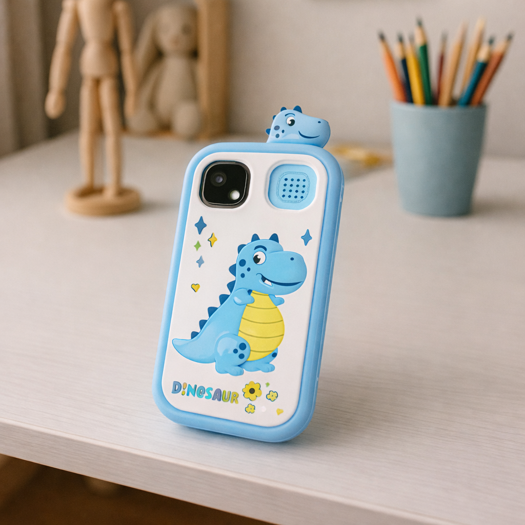 Kids Smart Phone Toy with Dual Camera, Games, Music & Learning Activities | Educational Gift for Boys & Girls Age 3-10 - ZibbaCam Blue Dino