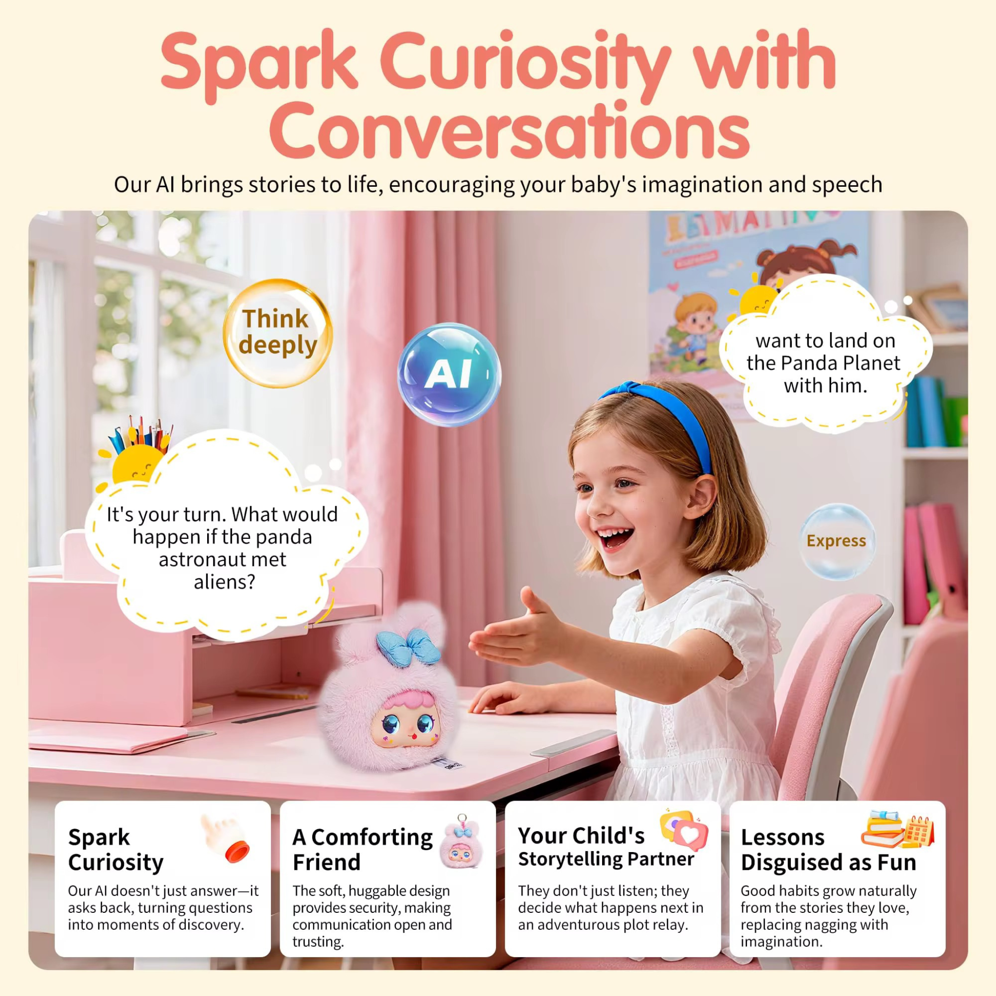 AI Smart Talking Plush Keychain – Interactive Voice Chat Companion Toy with AI Conversation, Language Learning & Backpack Charm - LoomeePals RABBIT AI Toy