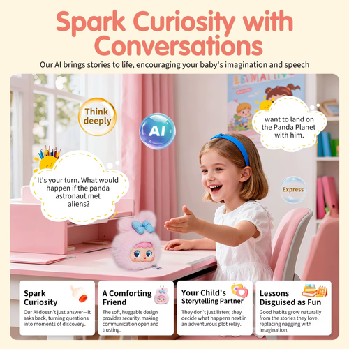 AI Smart Talking Plush Keychain – Interactive Voice Chat Companion Toy with AI Conversation, Language Learning & Backpack Charm - LoomeePals RABBIT AI Toy