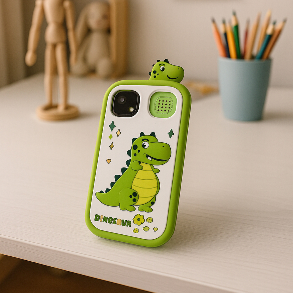 Kids Smart Phone Toy with Dual Camera, Games, Music & Learning Activities | Educational Gift for Boys & Girls Age 3-10 - ZibbaCam Green Dino