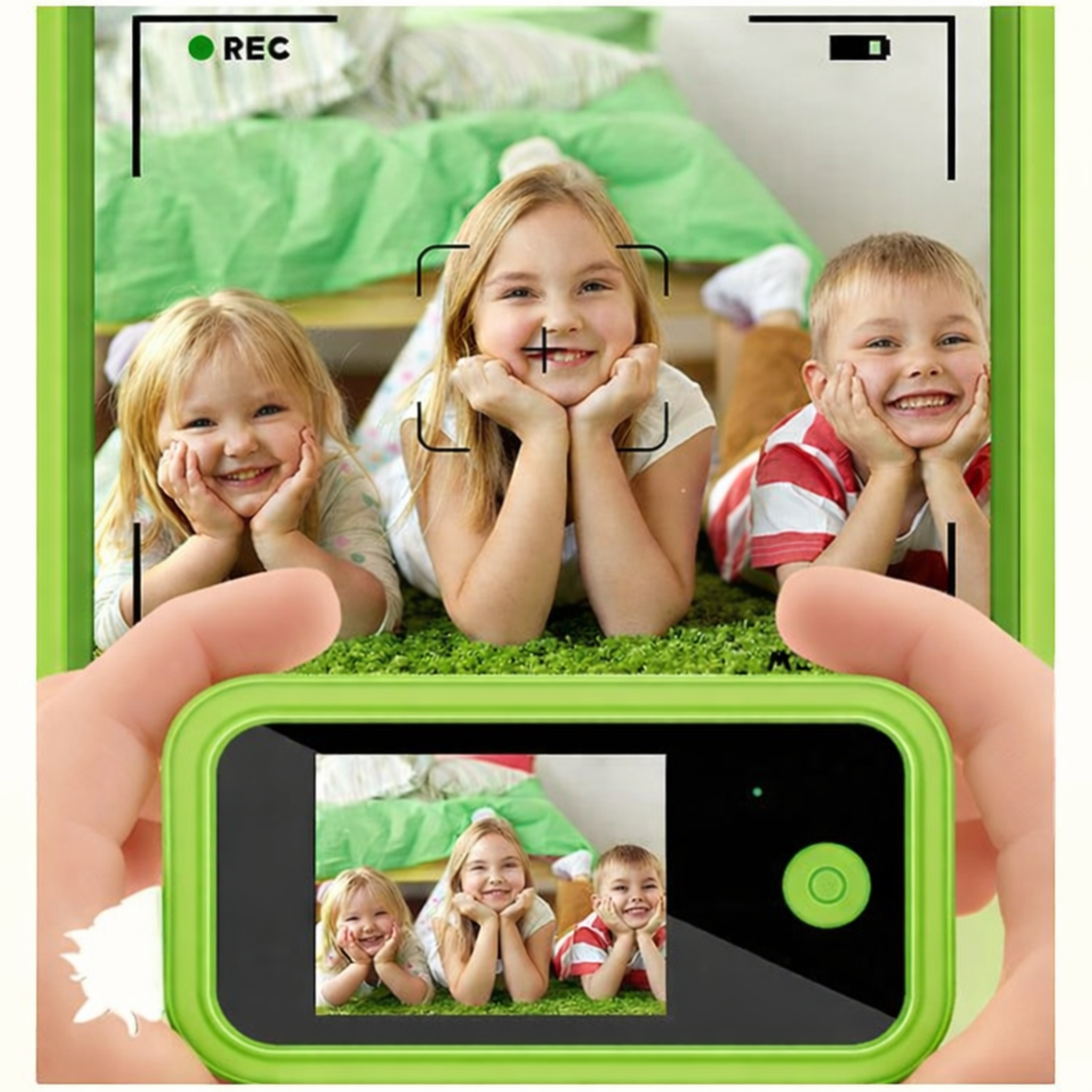 Kids Smart Phone Toy with Dual Camera, Games, Music & Learning Activities | Educational Gift for Boys & Girls Age 3-10 - ZibbaCam Green Dino