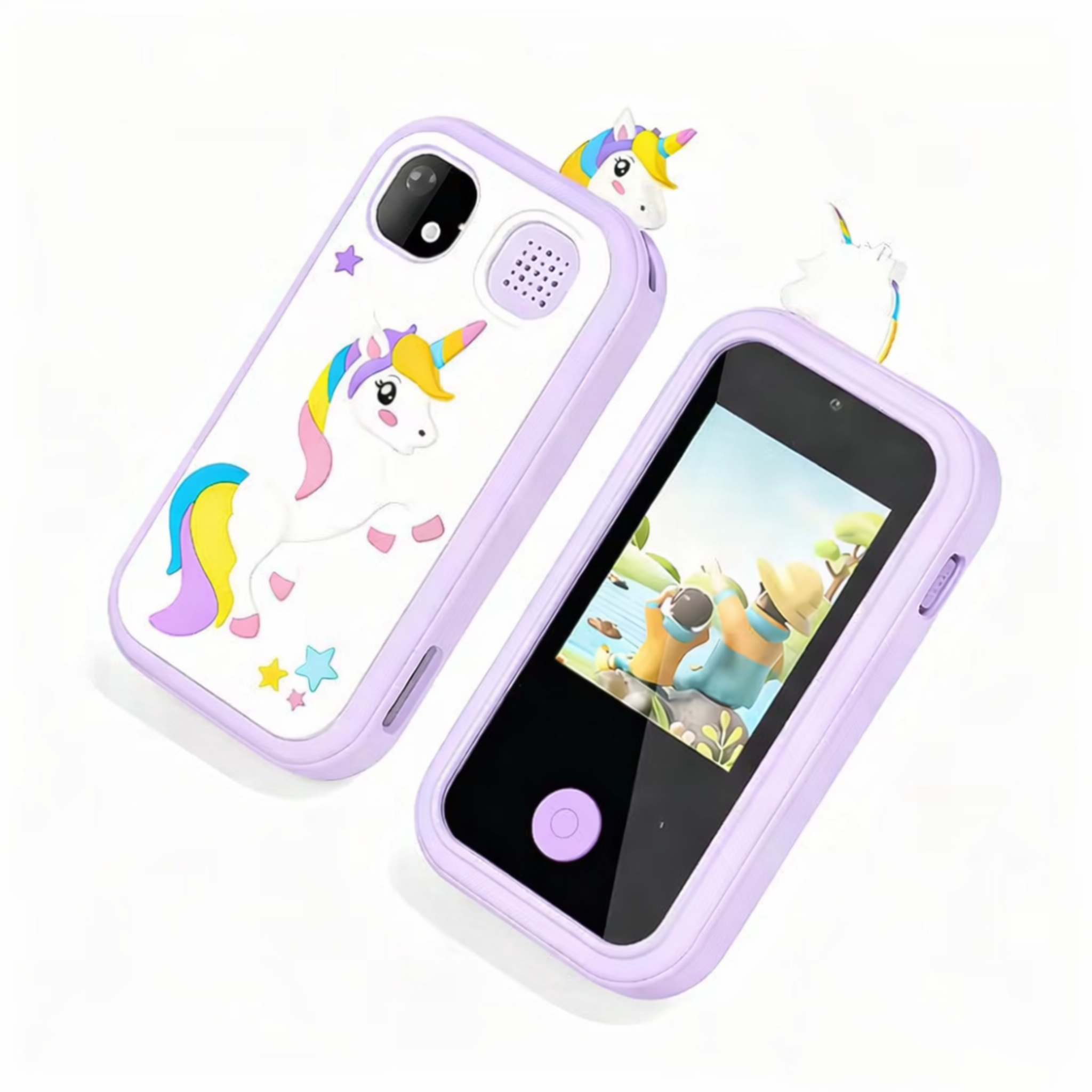 Kids Smart Phone Toy with Dual Camera, Games, Music & Learning Activities | Educational Gift for Boys & Girls Age 3-10 - ZibbaCam Purple Unicorn