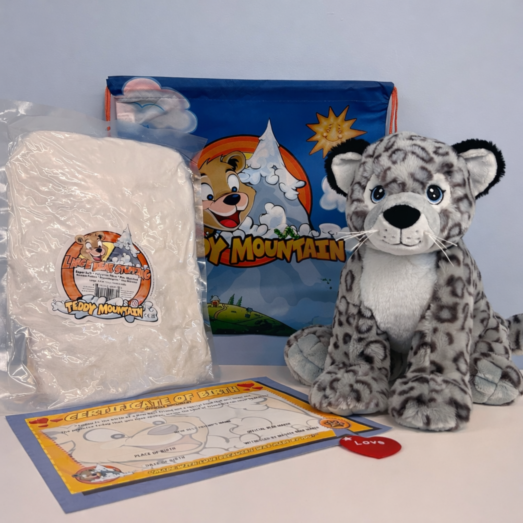 Build-Your-Own Snow Leopard Plushie At Home No-Sew DIY Kit