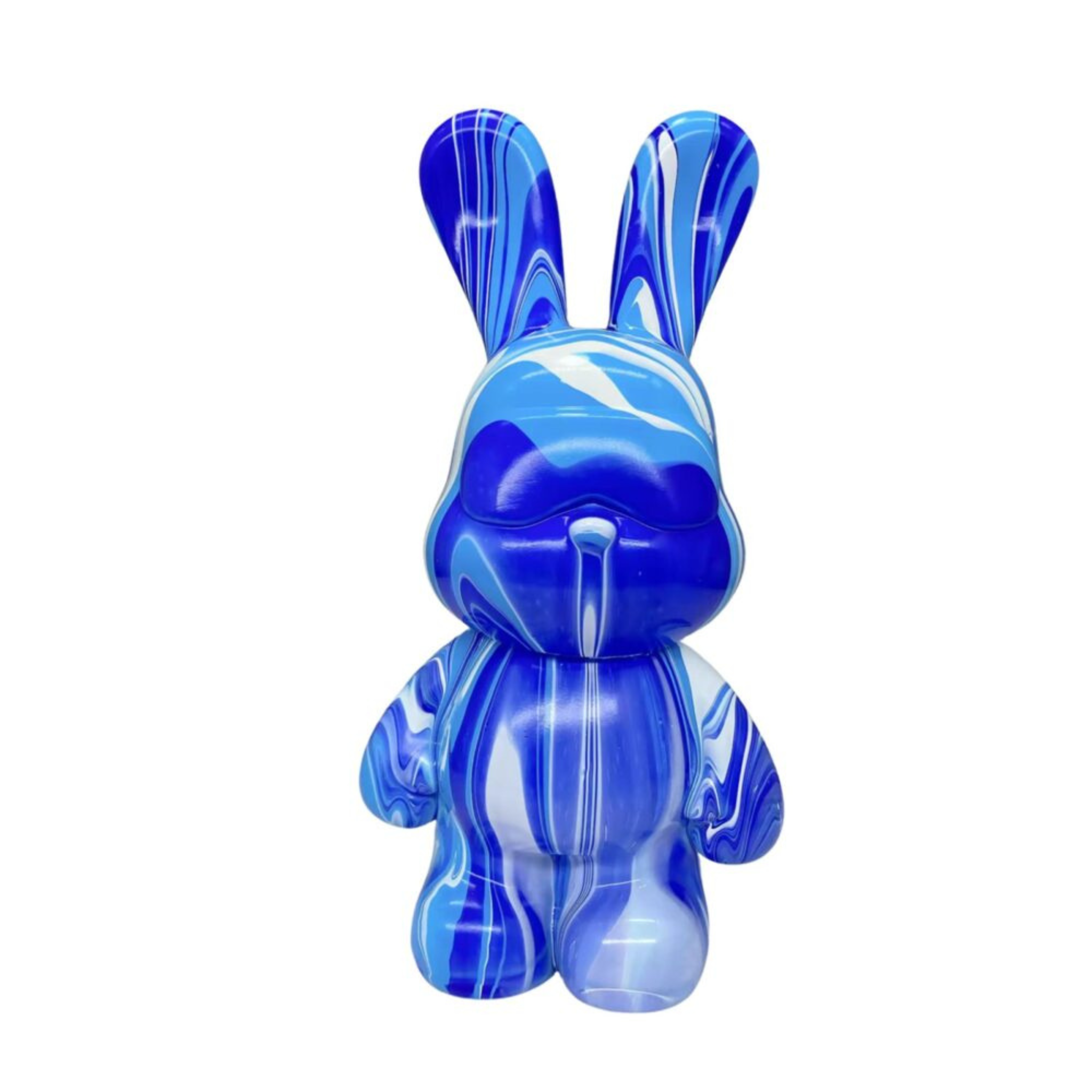 Fluid Bearz - Creative DIY Marble Paint Model White Vinyl Teddy Bear - Blue Rabbit Money Box
