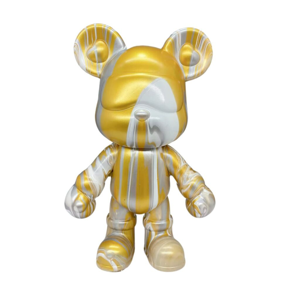 Fluid Bearz - Creative DIY Marble Paint Model White Vinyl Teddy Bear - Metallic Money Box Bear