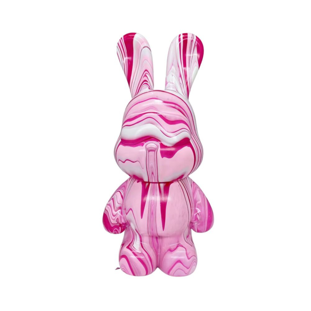Fluid Bearz - Creative DIY Marble Paint Model White Vinyl Teddy Bear - Pink Money Box Rabbit