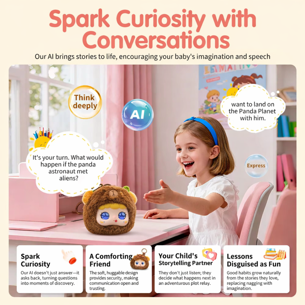 AI Smart Talking Plush Keychain – Interactive Voice Chat Companion Toy with AI Conversation, Language Learning & Backpack Charm - LoomeePals RABBIT