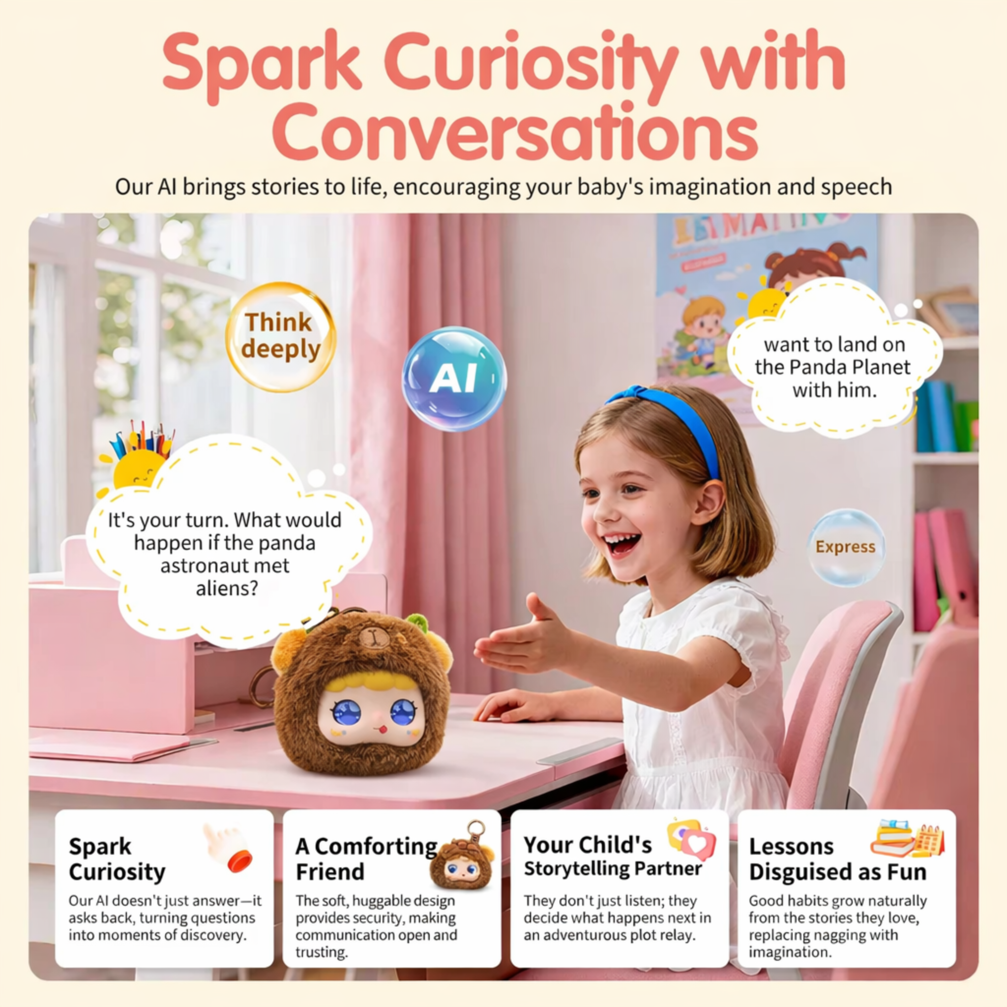 AI Smart Talking Plush Keychain – Interactive Voice Chat Companion Toy with AI Conversation, Language Learning & Backpack Charm - LoomeePals RABBIT