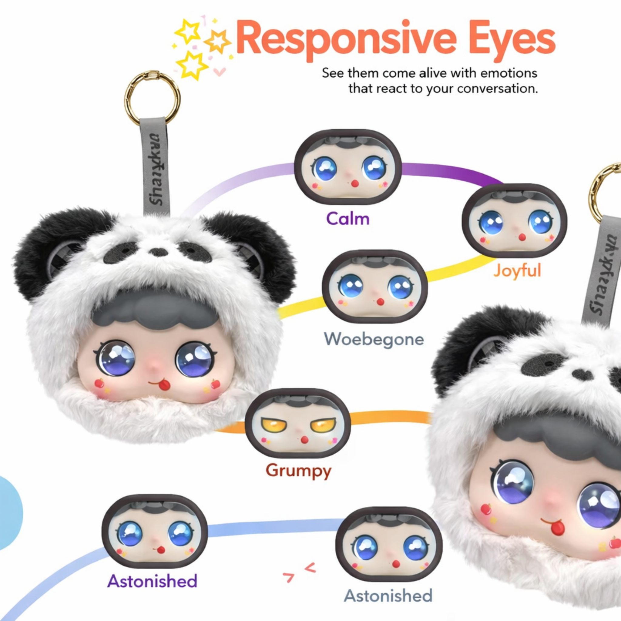 AI Smart Talking Plush Keychain – Interactive Voice Chat Companion Toy with AI Conversation, Language Learning & Backpack Charm - LoomeePals Panda AI Toy